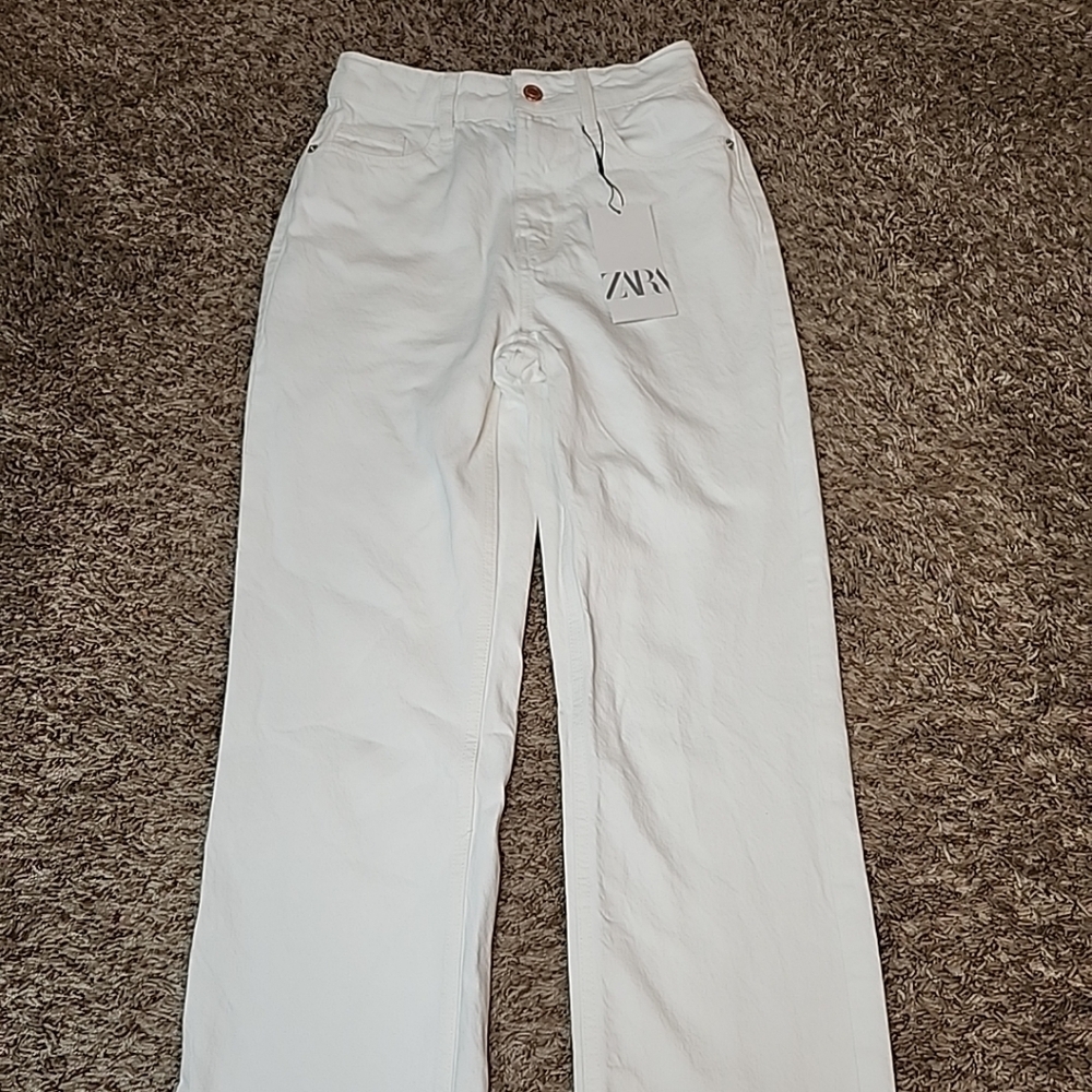 Zara Women's Jeans Straight Leg High Rise Ankle Rigid EU Size 34(2) Straight Fit - Picture 2 of 12